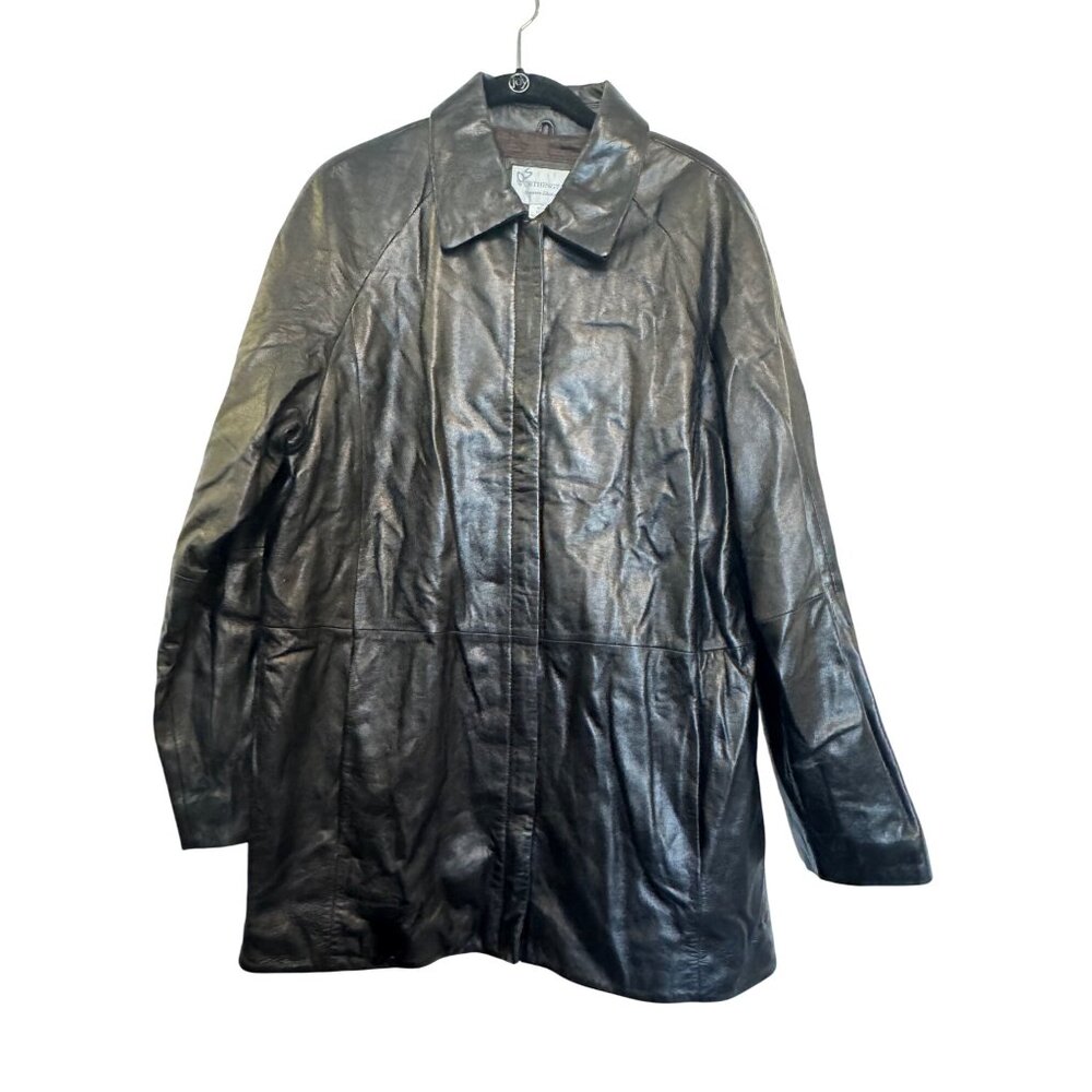 Worthington Genuine Lambskin Leather Jacket Women’s Medium Black Classic Coat